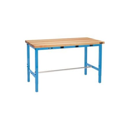 Global Equipment 96 x 30 Adjustable Height Workbench - Power Apron, Birch Square Edge Blue 318898BBLA